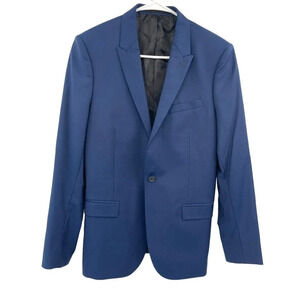 THE KOOPLES Men's Size 46 Fitted Navy Woven Wool Sport Coat Blazer Double Vent